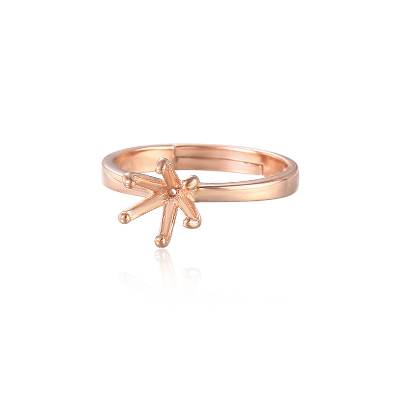 Anello nuziale coreano in argento sterling Anello di coppia Supporto vuoto Anello da uomo e da donna fai da te Anello con sei griffe intarsiate in diamanti sintetici Argento Ho_voghion.com