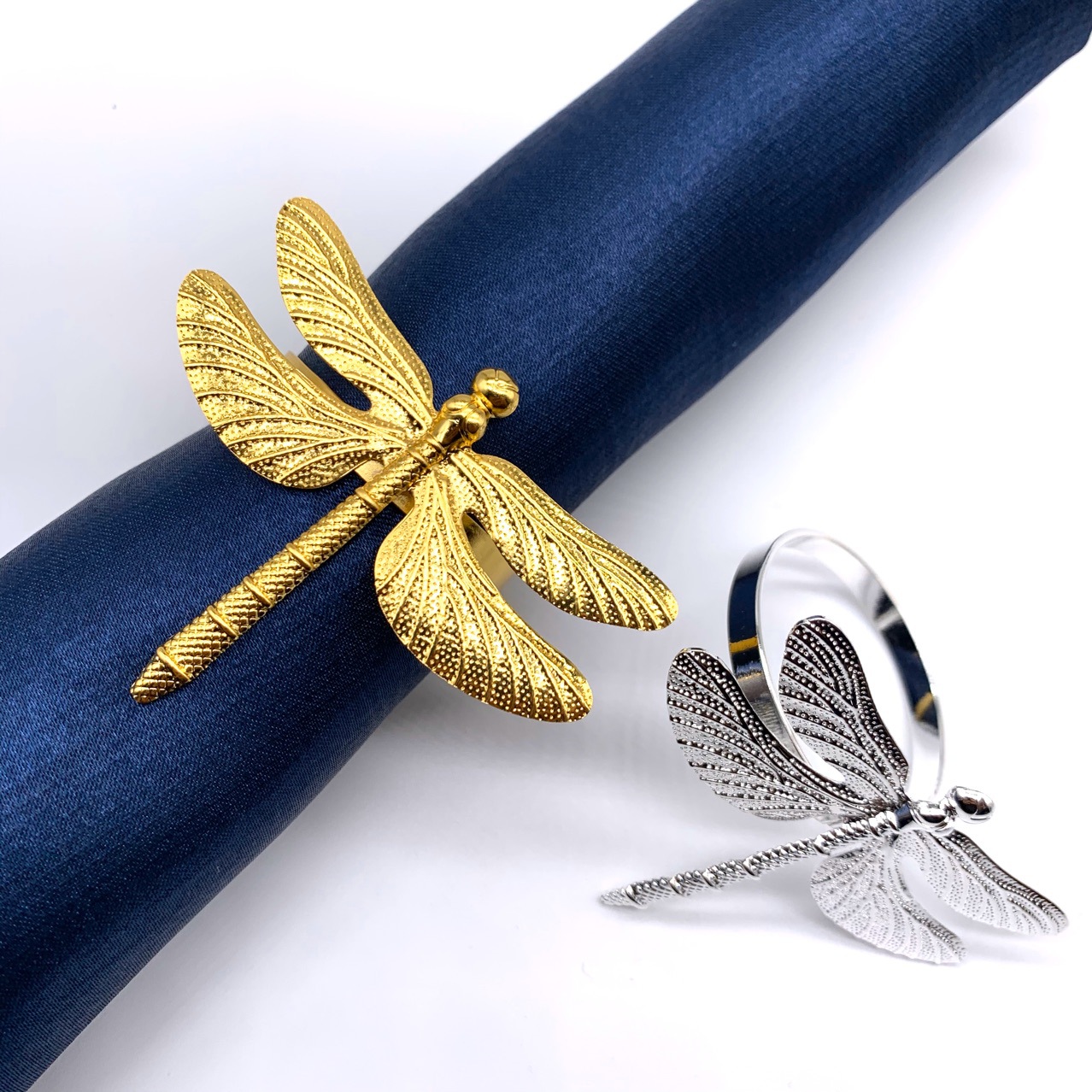 Foreign trade cross-border e-commerce golden silver dragonfly napkin ring napkin ring hotel table napkin buckle factory outlet
