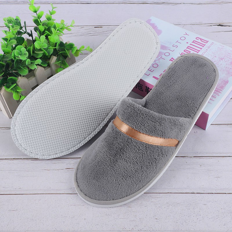 Factory supply disposable ribbon coral velvet slippers Hotel B & B Inn beauty salon home hospitality can be Wholesale