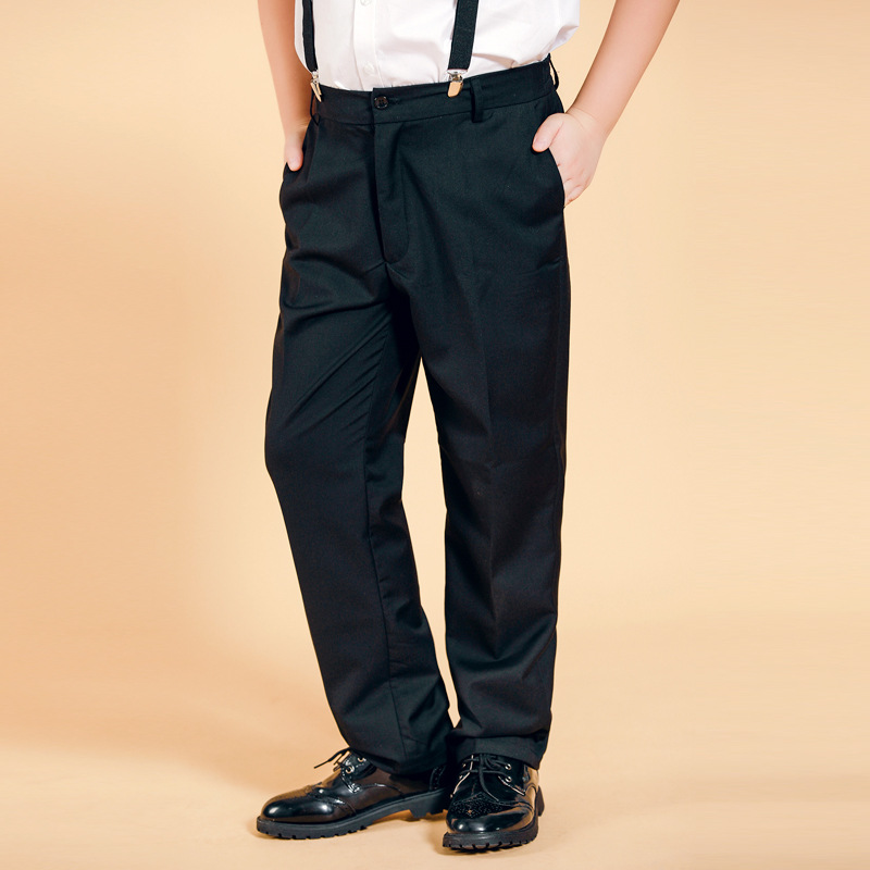 Chubby Children's Trousers Children's Black Suit Pants Boys' Plus Fat Loose Dress Trousers for Big Children and Primary School Students School Uniform Pants