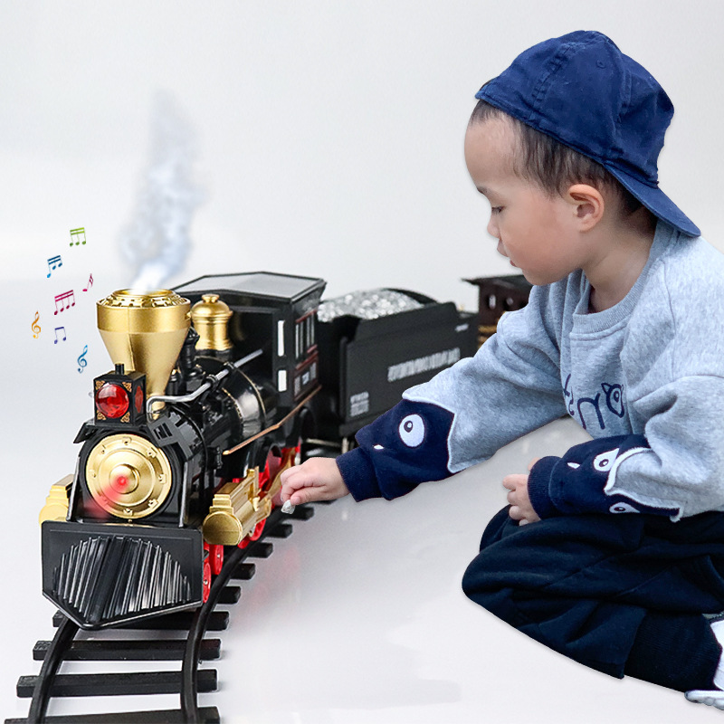 新商品のレトロな蒸気のリモコンの列車の模型の電動の小さい列車の軌道の車のおもちゃの男の子のスーツは高速鉄道をシミュレーションします。|undefined