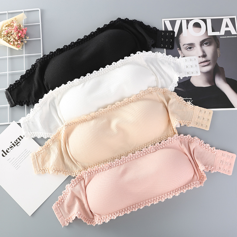 Lace Three-breasted Buckle Wrap Strapless Shoulder Strap Cotton Student Girl's Backless Vest Strapless Underwear Beautiful Back