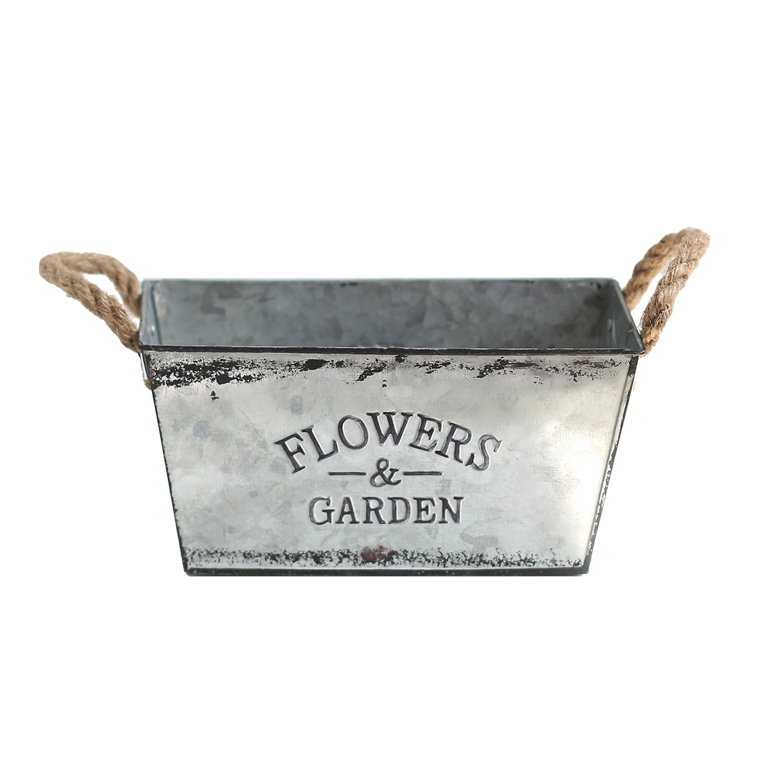 Cross-border manufacturers retro old tin flower pot suit American-style succulents plant flower pot original color hemp rope portable