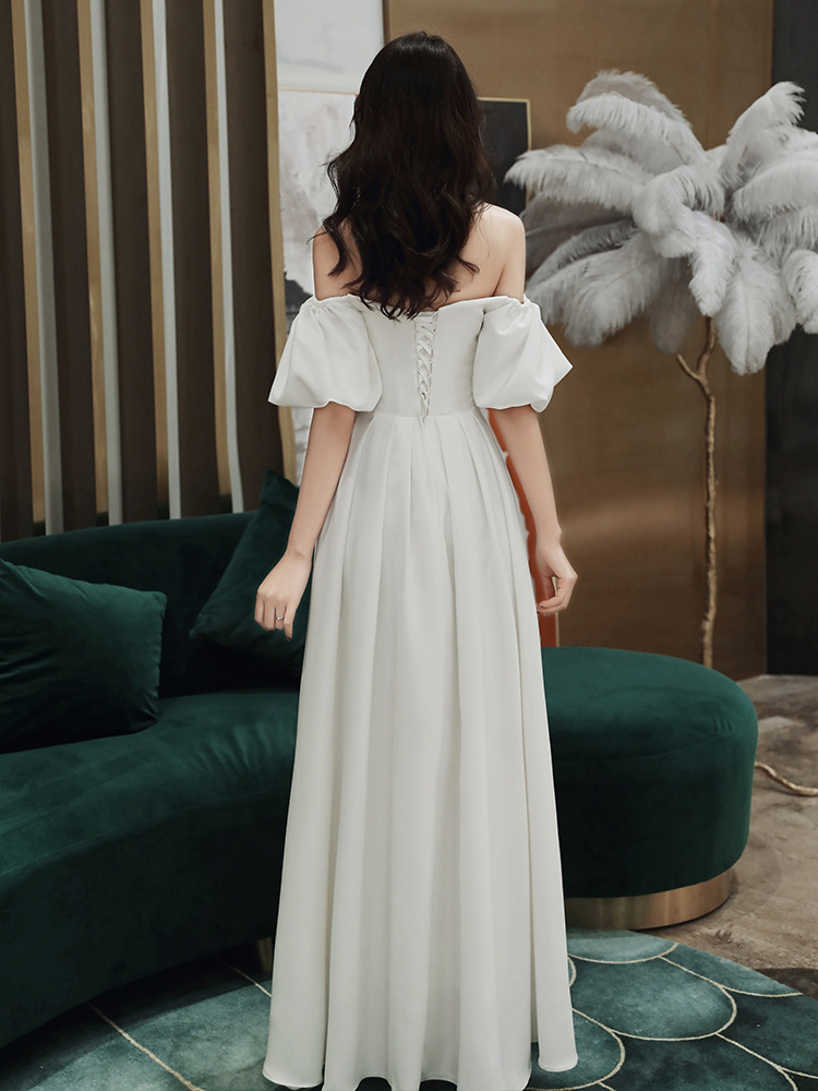 White Dress Women's 2024 New Banquet Elegant Socialite Long dress Party Off-shoulder Tube-top Evening Dress