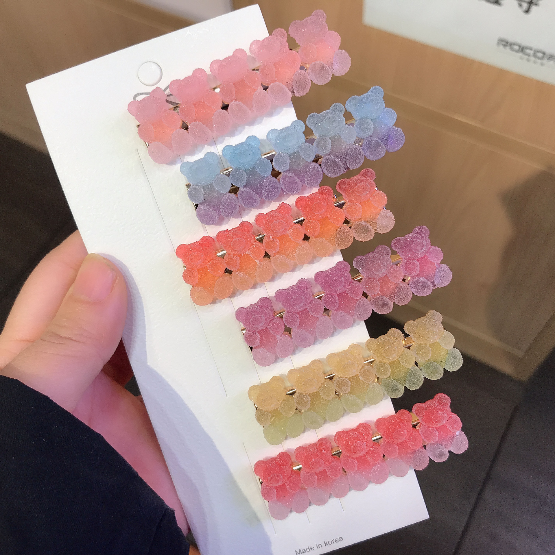 Juice Fudge Gradient Bear Hairpin ~ New Cartoon Cute Girl Side Clip Sweet Bangs Hairpin Hair Accessories for Women