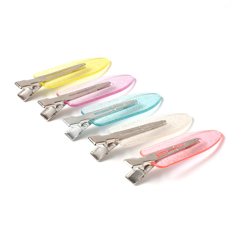 6cm cartoon transparent glitter powder seamless hair clip diy Cream Gel glitter hair clip material BB clip sufficient quantity