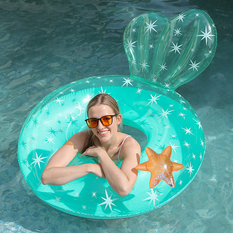 Spot inflatable starfish swimming ring thickened adult pvc swimming ring transparent underarm ring lifebuoy star ring