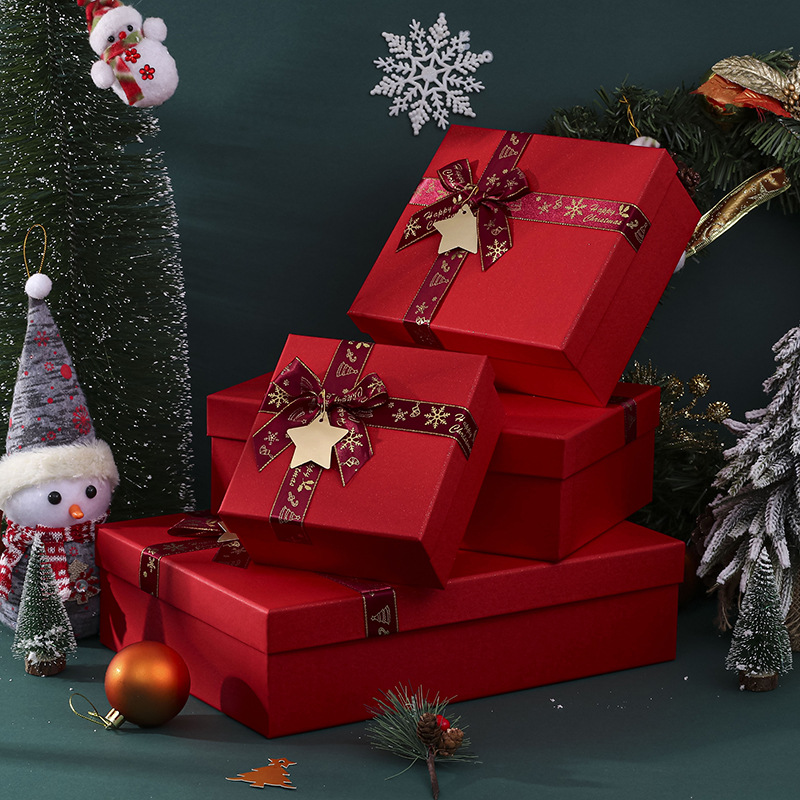 Explosions Christmas Bow Gift Box Red Heaven and Earth Cover Gift Box Large Christmas Eve Candy Apple Scarf Gift Box