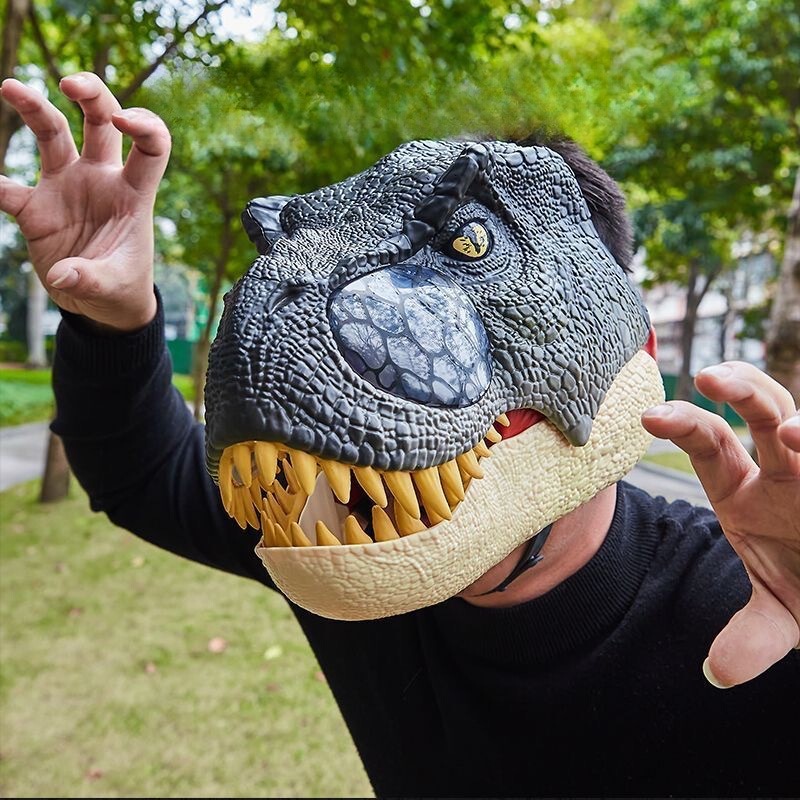 リアルな恐竜電気マスクヘッドセット T-rex ライトコーリング怖いインテリジェントヘルメット男の子女の子のおもちゃ|undefined