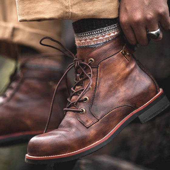 HPIOPL Cross-border Item No. 6078 Ami Khaji Style Martin Boots Men's Big Head Tooling Motorcycle Boots