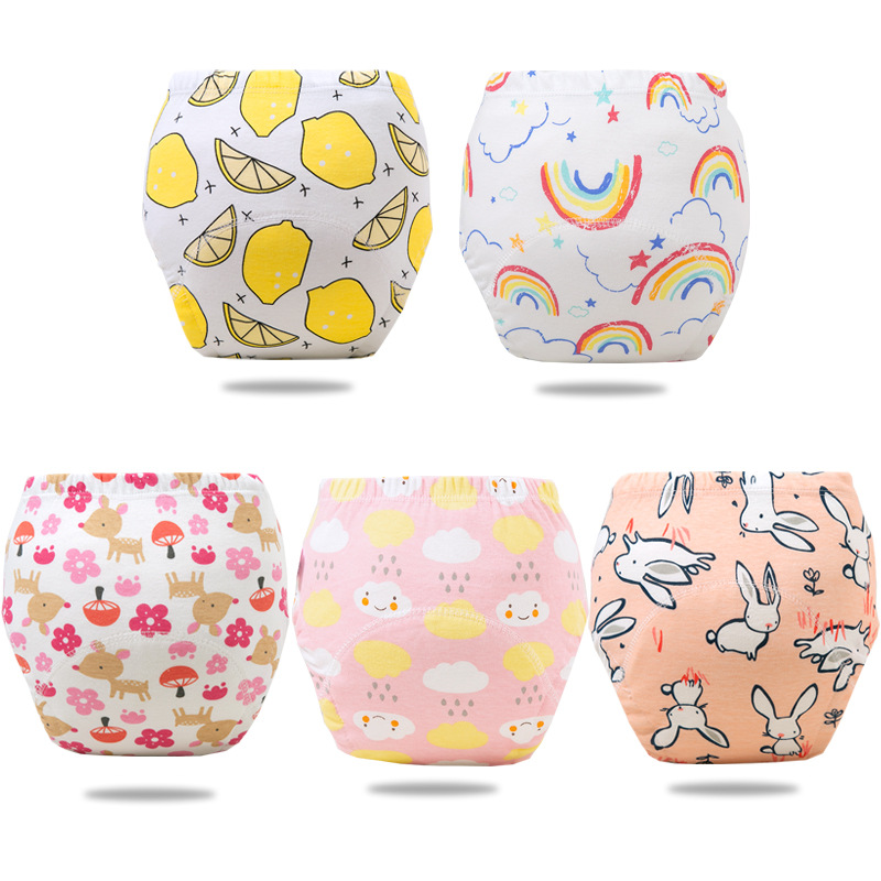 Baby toilet training pants pure cotton waterproof washable ring diaper pants pocket baby girl boy diaper underwear