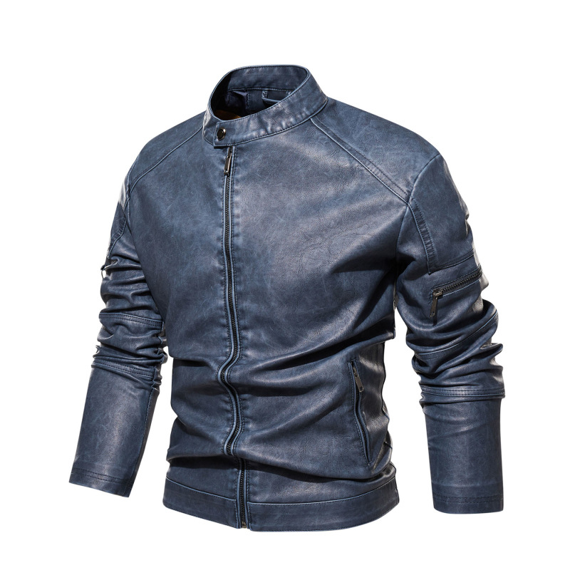 21 New washed faded four generations washed men's leather coat foreign trade cross-border boutique leather coat European and American size independent station Amazon