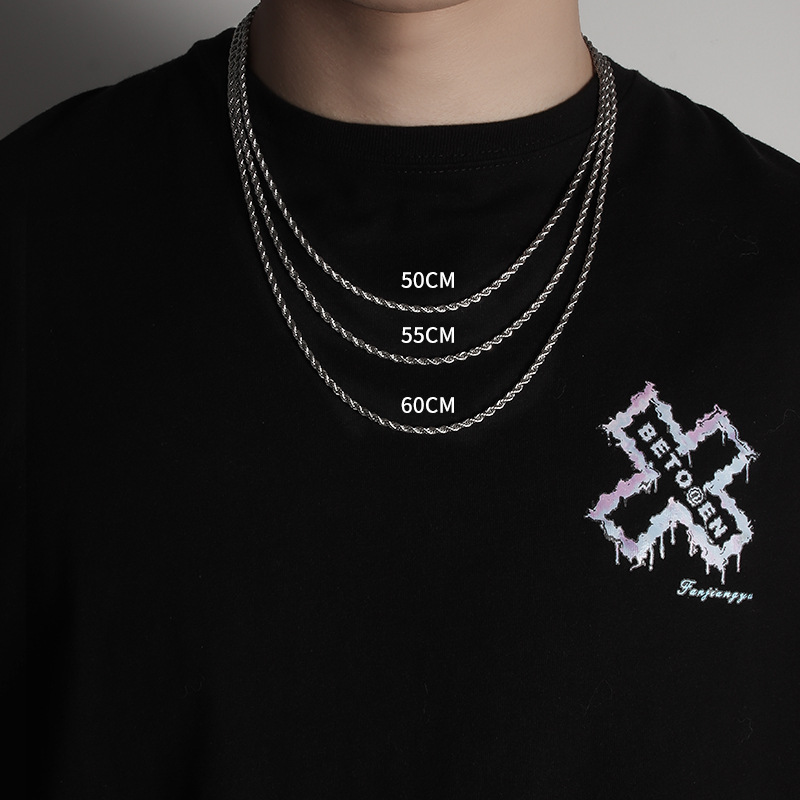 Chain male fashion accessory simple pendant necklace American hip-hop non-fading unisex trendy brand versatile titanium steel men's necklace