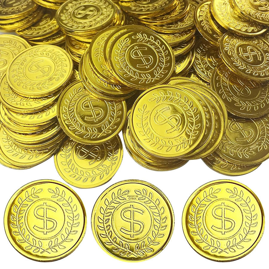 Plastic gold coin pirate coin glittering atmosphere layout supplies Halloween props game coin treasure