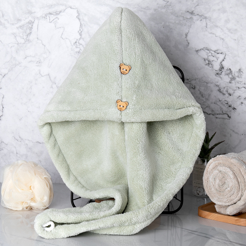 Household Double-layer Thickened Hair Drying Cap Bathroom Strong Water Absorbing Wipe Long Hair Quick-drying Towel for Adults, Students and Children
