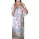 2024 New National Style Nightgown Women's Summer Elegant High-end Cotton Silk Pajamas for Seaside Vacation New Chinese Style Cotton Silk Long Dress