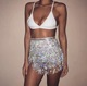 White four-layer fringed waist chain