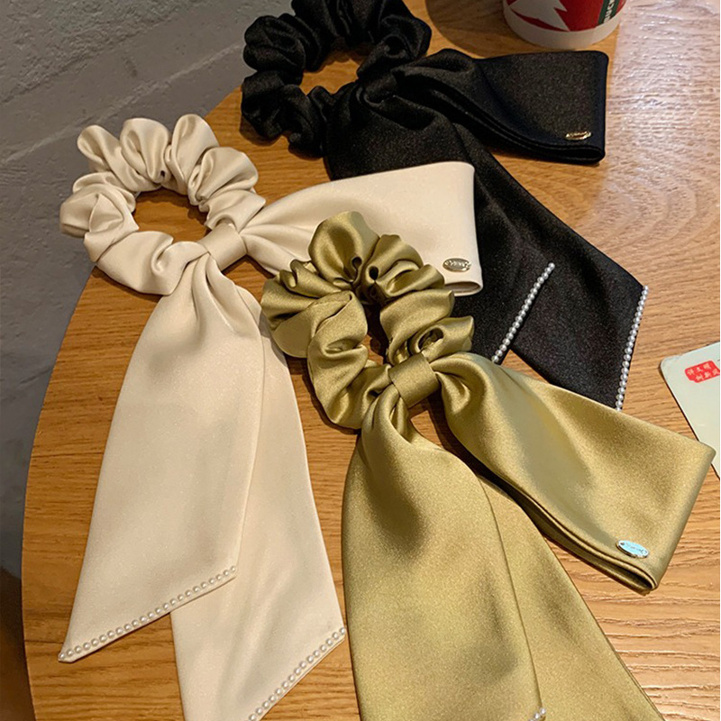 Satin Bow Ribbon Hair Loop Style Hair Rope Elegant Rubber Band Women's Tie Hair Low Ball Hair Accessories Hair Rope