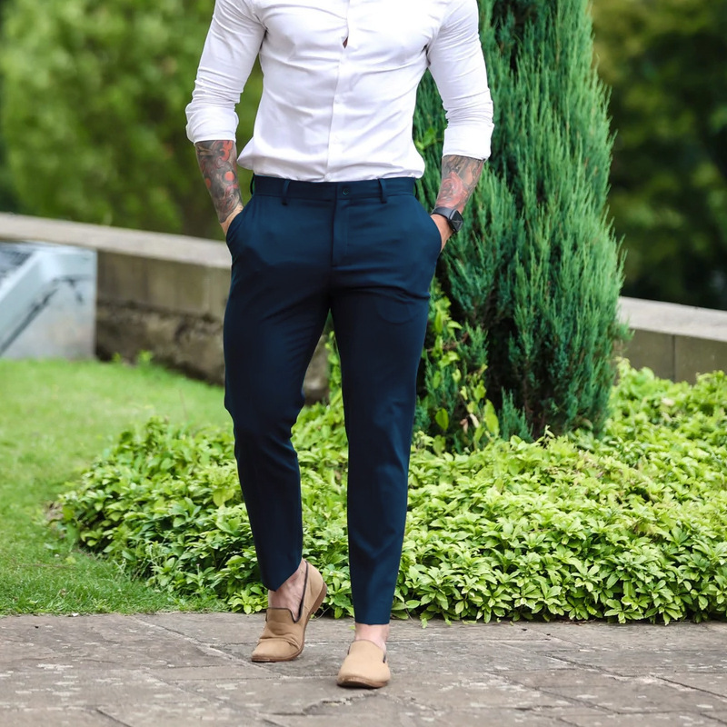 2023 new European and American men's solid color overalls men's outdoor slim pants cross-border sports casual overalls