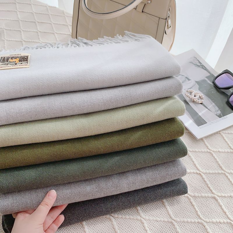 Cashmere scarf feel winter warm couple solid color cashmere scarf long tassel High sense monochrome shawl