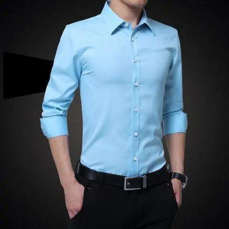 Solid Color Shirt Men's Non-ironing Large Size Breathable Business Casual Korean Style Slim-fit Shirt Professional Wear White Shirt Men's Long Sleeve