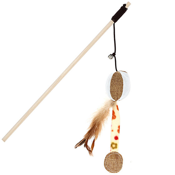 Pet cat ticker wooden pole feather Bell cat ticker Interactive cat toy mouse wooden pole cat ticker cat toy