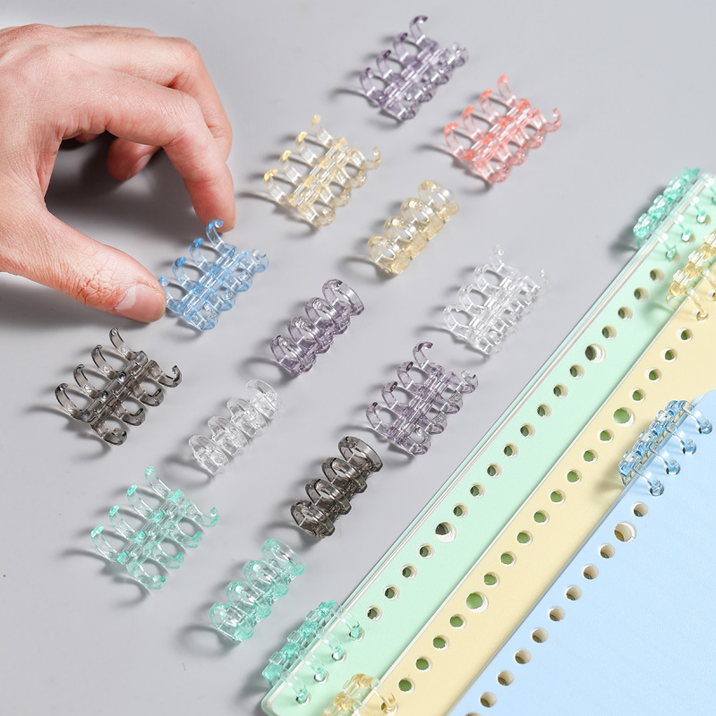 4 hole binder binding ring segmented transparent binding buckle porous loose-leaf paper diy plastic clip ring book holder