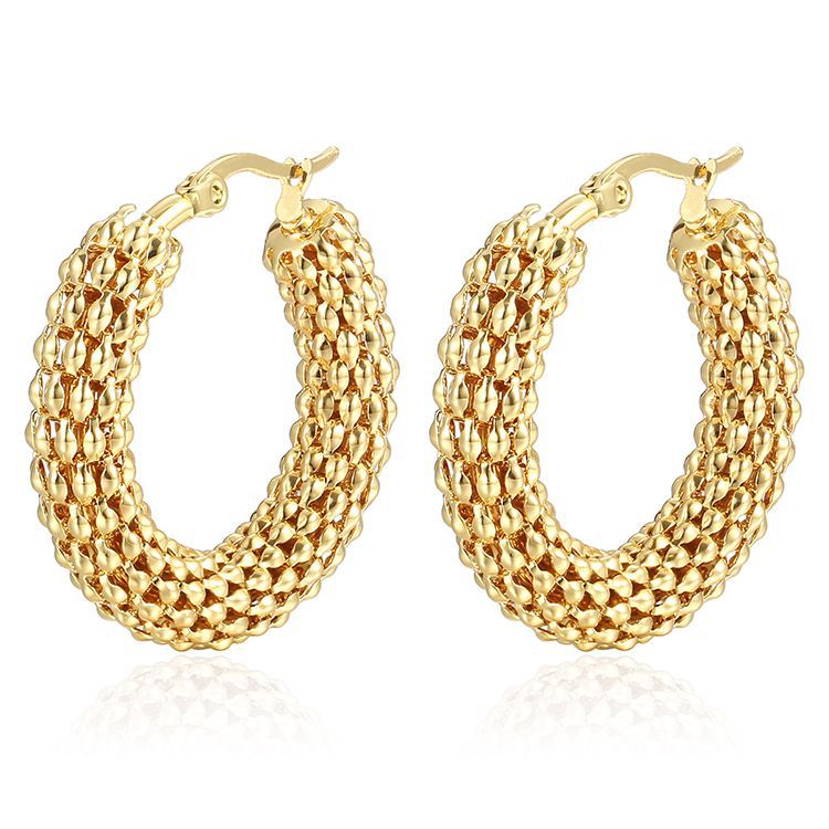 Orecchini a catena retrò transfrontaliera in acciaio inossidabile con cerchio esagerato alla moda europea e americana, orecchini da donna di alta qualità in oro_voghion.com