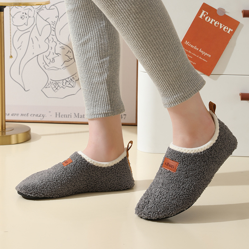 Autumn and winter men's and women's floor shoes velvet thickened adult women's socks home warm Men's cotton shoes non-slip adult early education socks