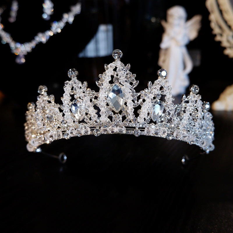 Light luxury Korean crystal beaded children Princess Crown hair accessories girl Crown girl stage performance birthday gift