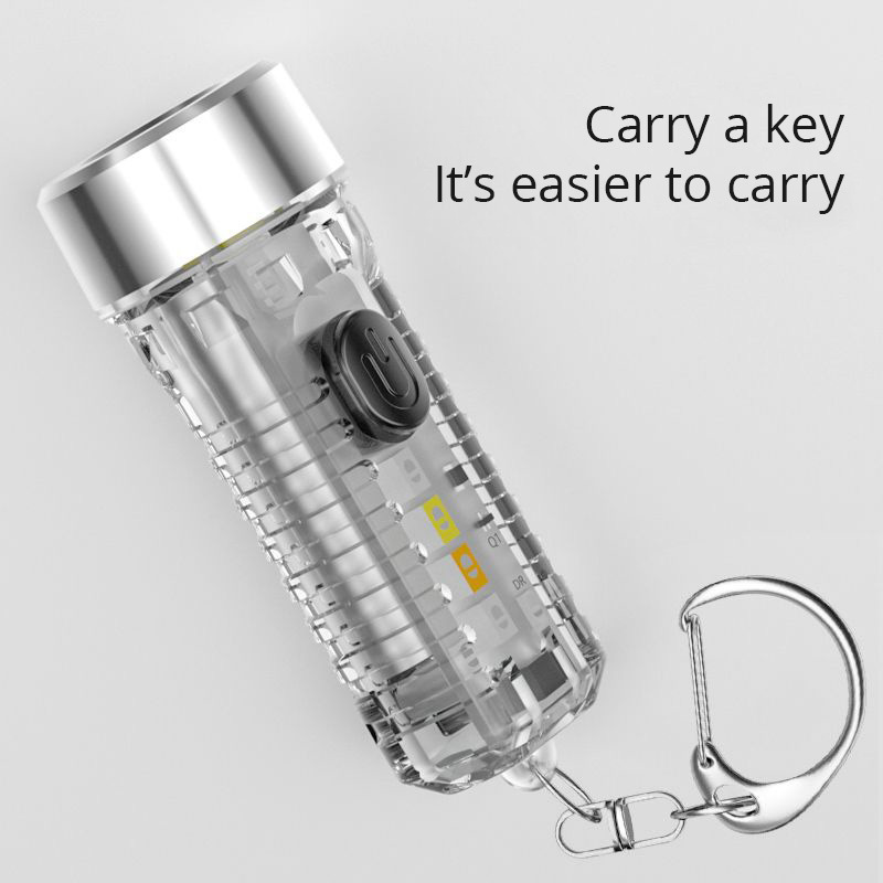 Cross-border new keychain lamp outdoor household mini luminous multifunctional red and blue flash rechargeable flashlight