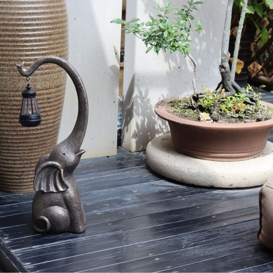 Simple Outdoor Garden Layout Auspicious Elephant Solar Light Decoration Ornaments Courtyard Landscape Home Accessories