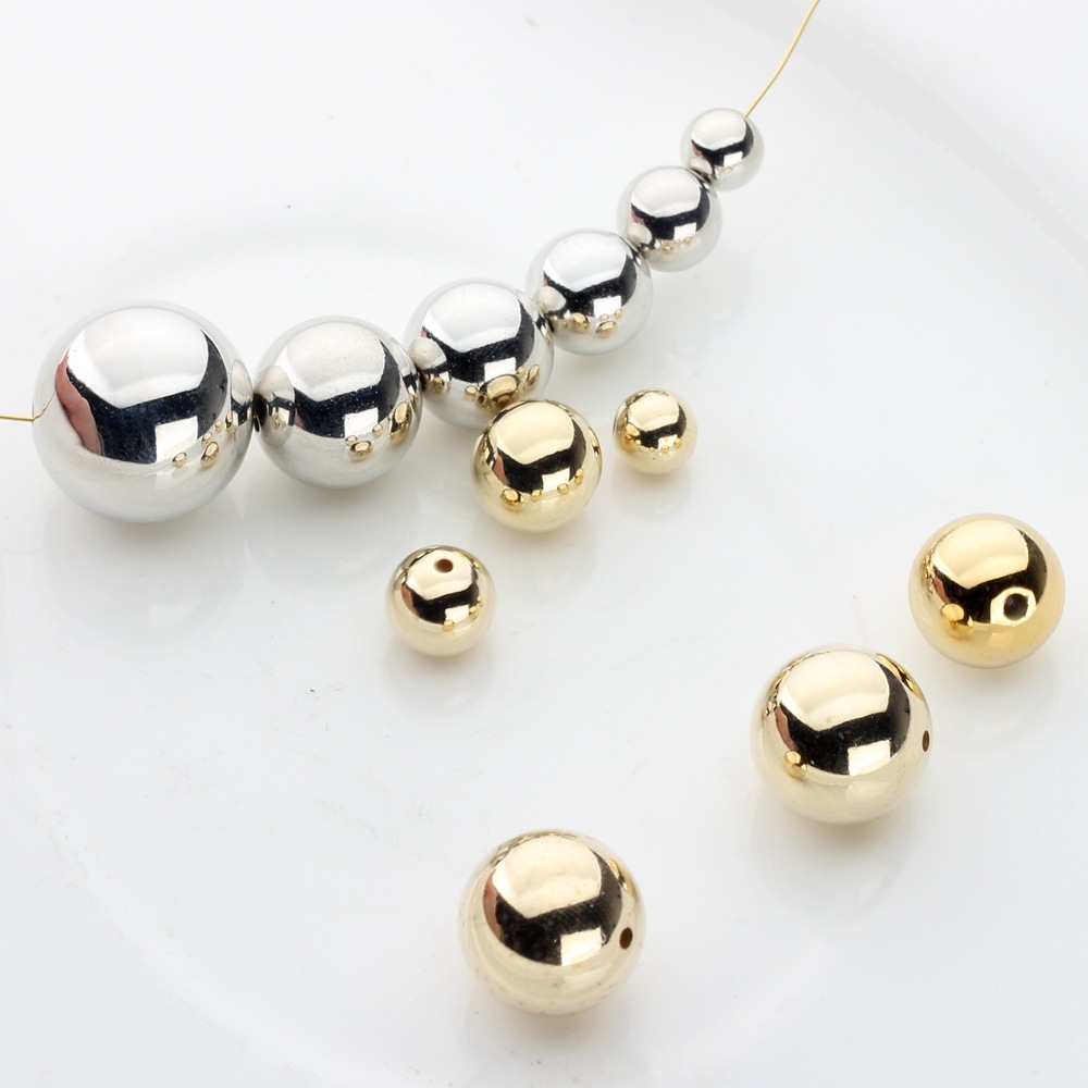CCB straight hole 14K gold and silver beads water plated round beads 8/10/12/14/16/18/20mmdiy jewelry accessories