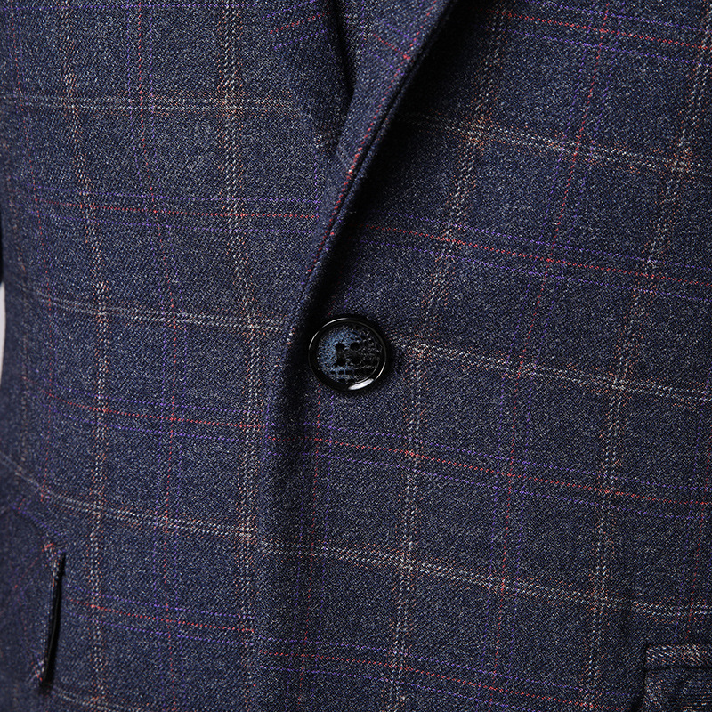 Men's Three-Piece Small Suit Men's Slim-Fit Plaid Dress Men's Casual Korean-Style Trendy Groom Suit