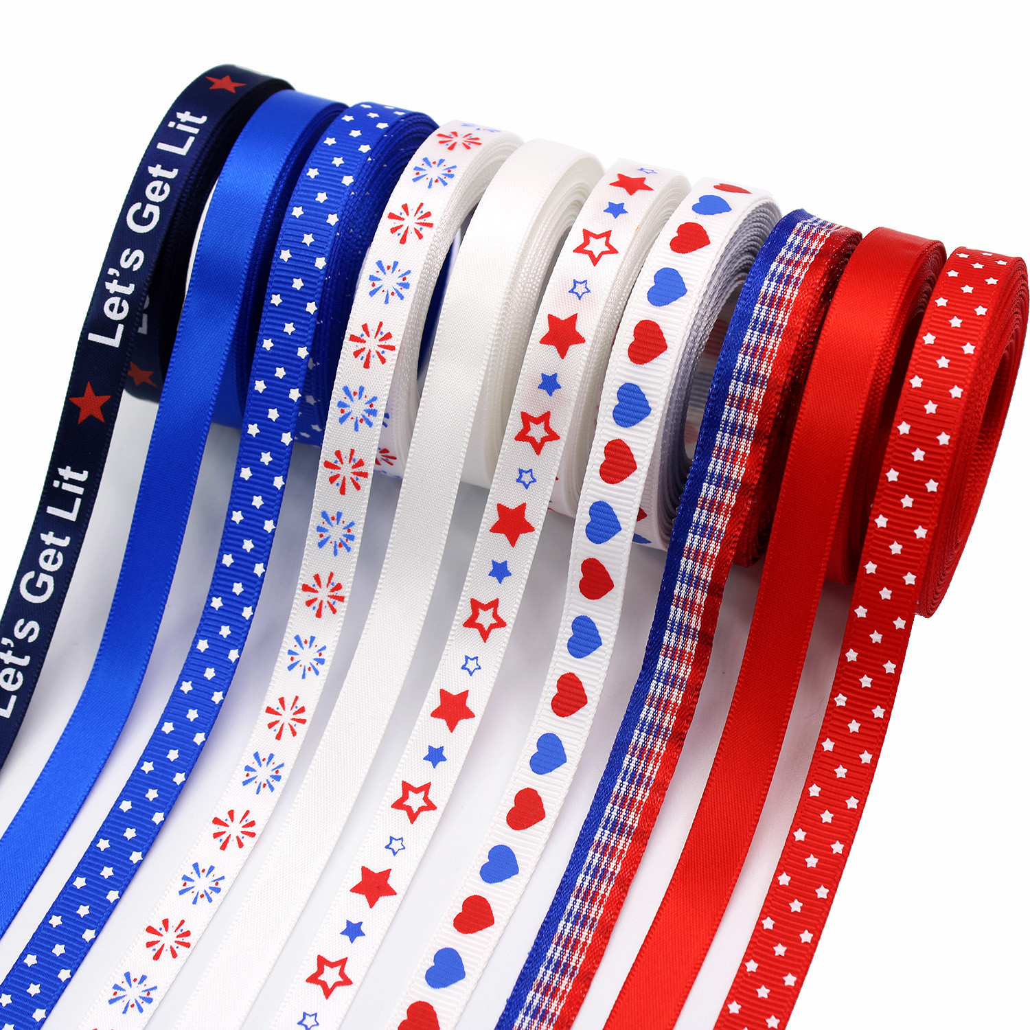 Cross-border 10mm American Star Ribbon Swallowtail Bow Hair Circle Independence Day National Day Hair Accessories Double Ribbon