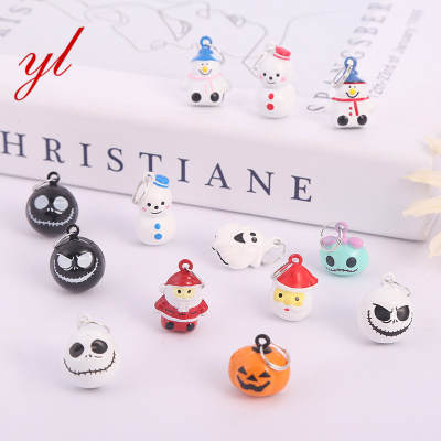 Cross-border Halloween decorations accessories Christmas cartoon small Bell grimace pumpkin snowman copper bell pendant