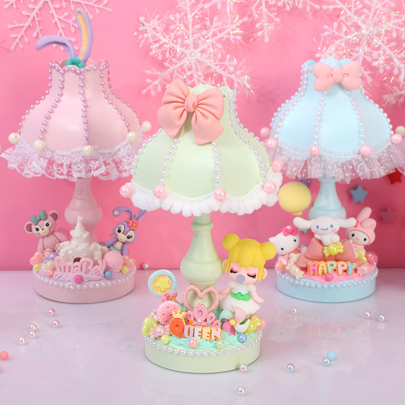 DIY cream glue small table lamp retro nightlight creative handmade cartoon jewelry decorations girl toys