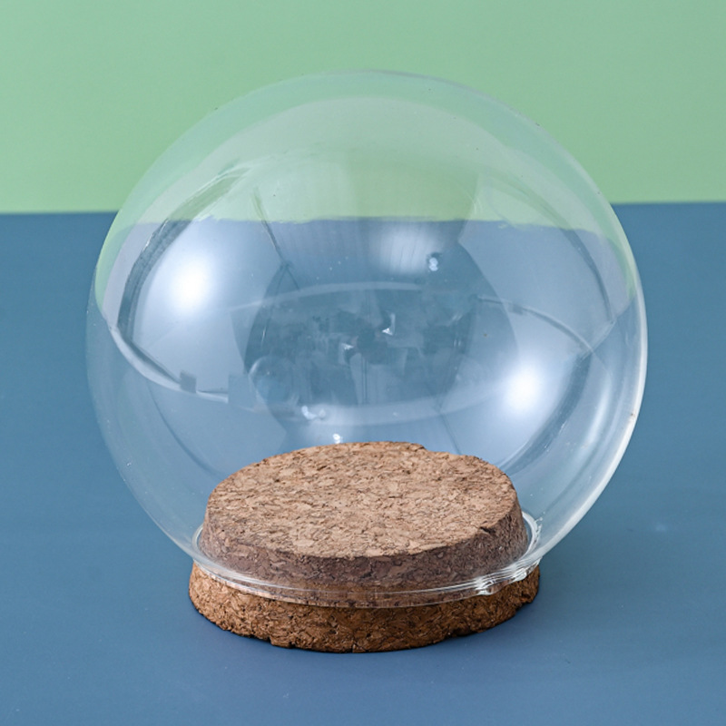Baking cake spherical glass cover eternal flower round dust cover led lampshade cork glass bottle factory wholesale