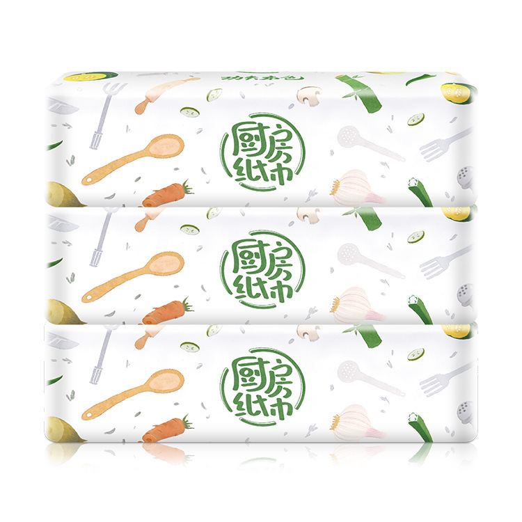 Plant protection kitchen paper 12 packs natural color oil-absorbing tissue full box napkin household bamboo pulp extraction tissue wholesale