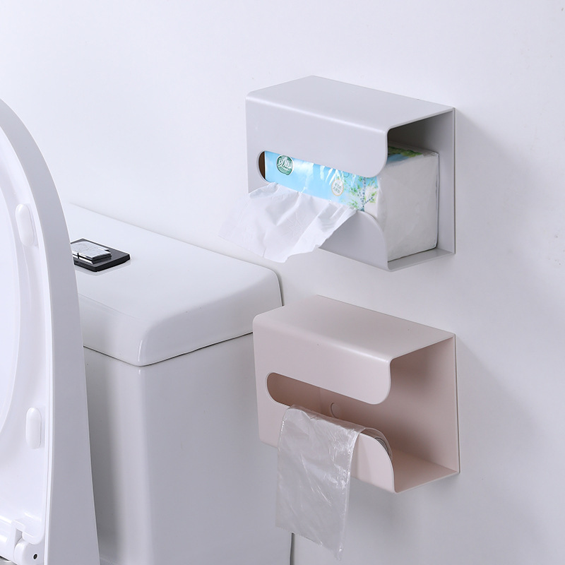 Multifunctional Tissue Box Creative Punch-free Paper Box Wall-mounted Toilet Tissue Box