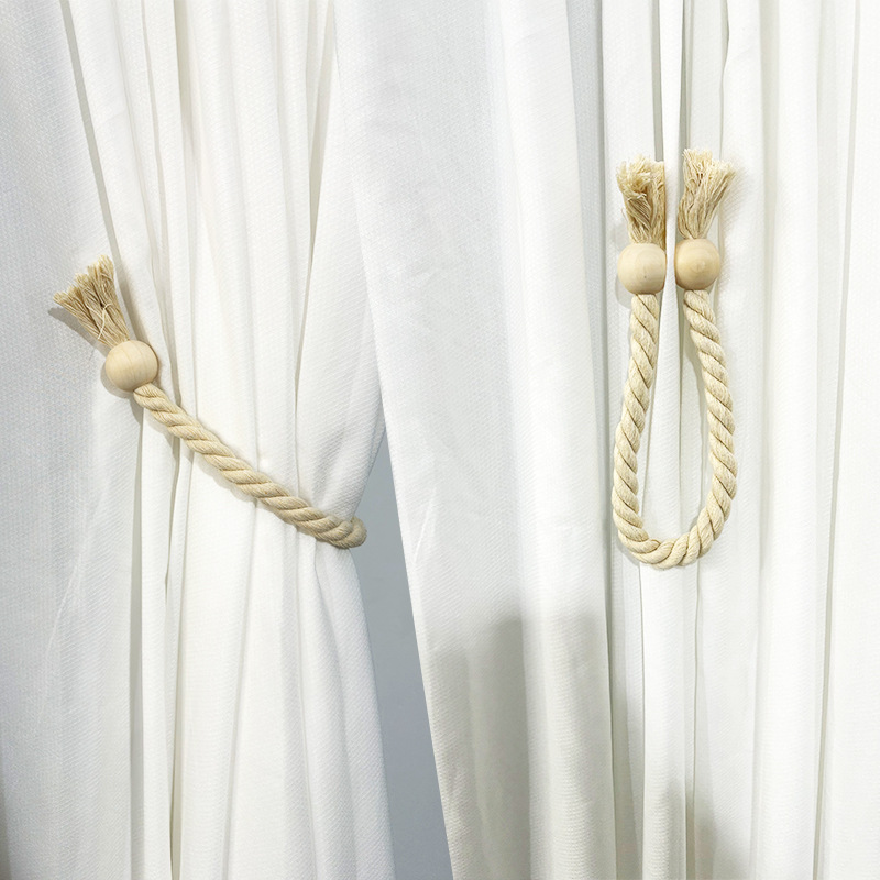 New cross-border source pastoral style curtain strap log strong magnetic non-perforated magnetic buckle tie rope tie strap a pair