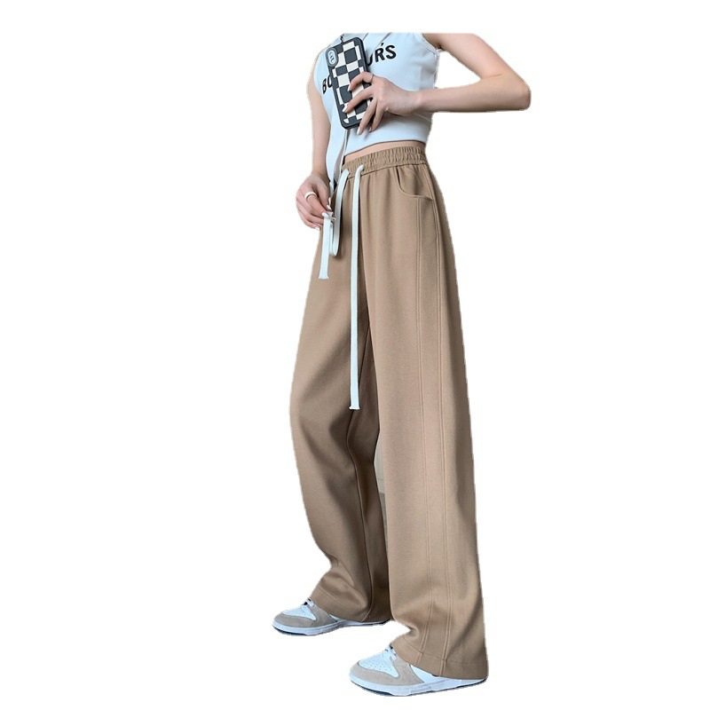 White Wide Leg Pants Women's 2023 New Spring Autumn Summer High Waist Dosing Loose Casual Straight Pants Banana Sports Pants
