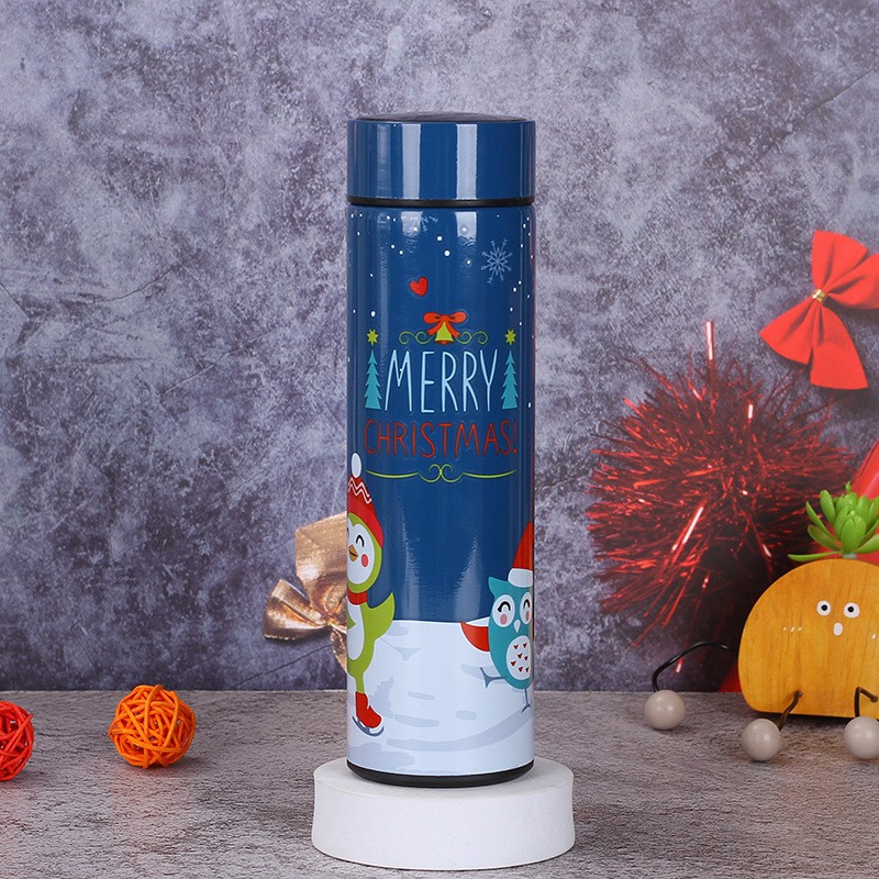 New Christmas pattern 304 stainless steel intelligent thermos cup LED intelligent temperature display touch car straight gift Cup