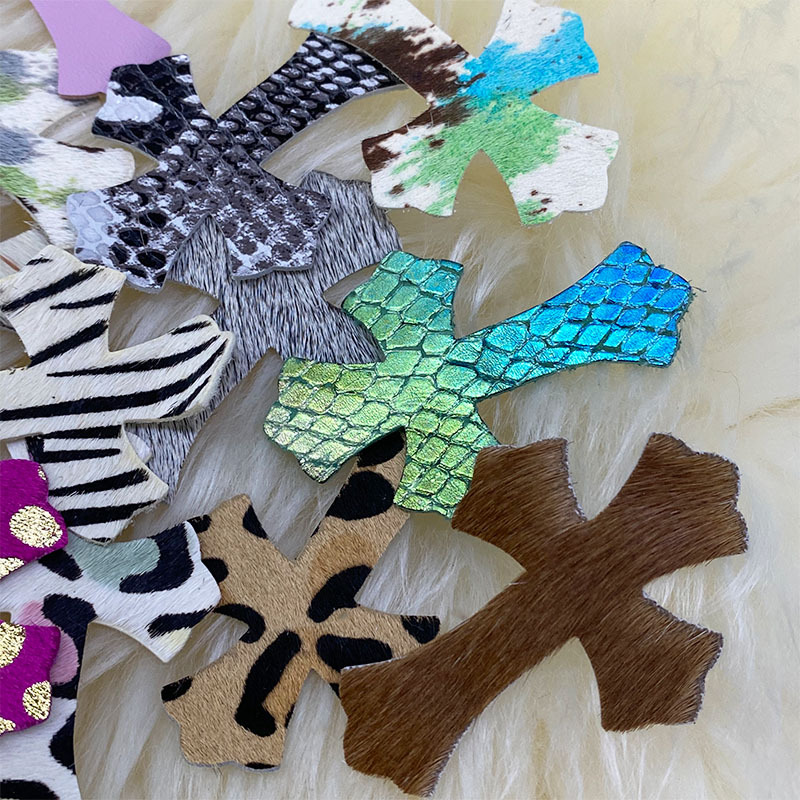 4.5*6.5cm horse cow hair patch cross leather small leather real hair color