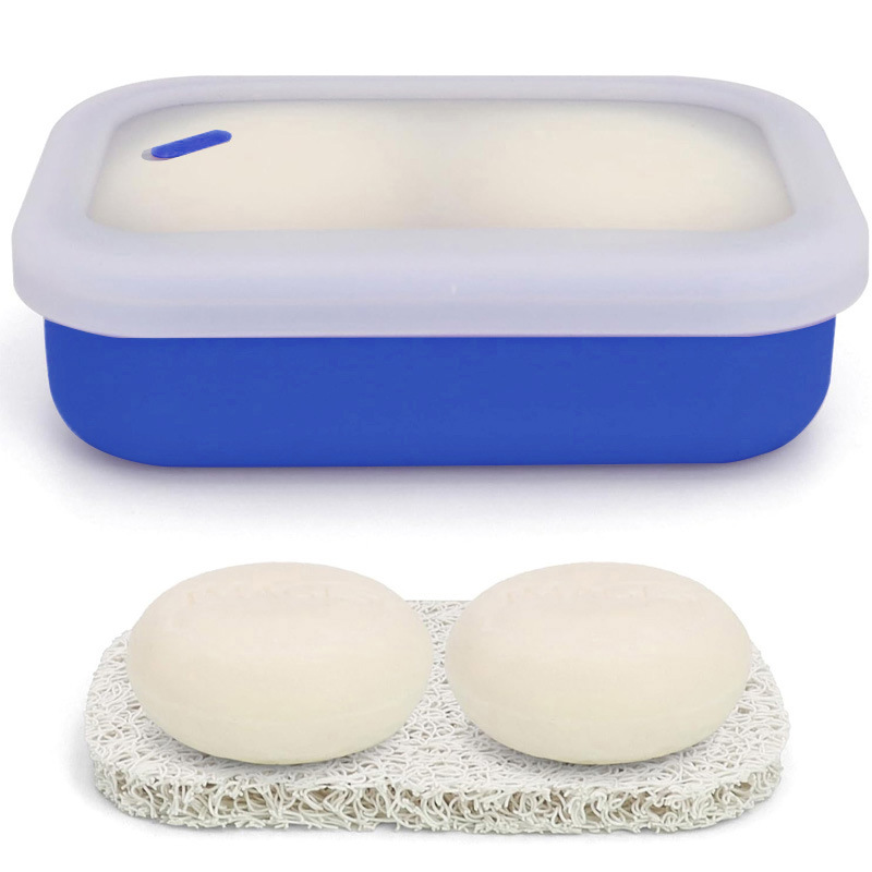 Cross-border New Portable Travel Silicone Soap Storage Box with Lid Leak-proof Soap Travel Non-slip Soap Container
