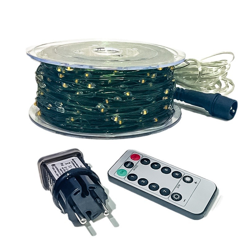 Cross-border Amazon low voltage outdoor remote control copper wire lamp Christmas tree decoration 50M100M light string starry Garland