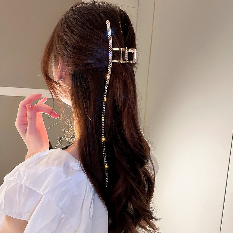 Tassel Grab Clip Women's Head Hairpin 2022 New Summer Internet Celebrity High Sense Large Shark Clip Headwear_voghion.com