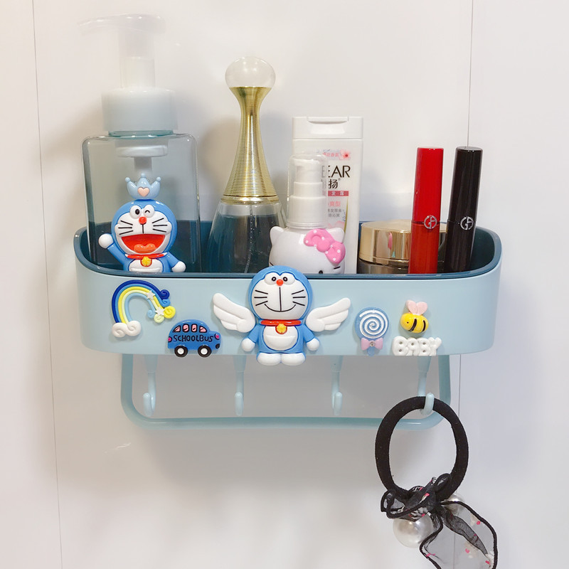 Creative cute bathroom storage rack wall-mounted bathroom storage rack punch-free cartoon wall-mounted bathroom storage rack