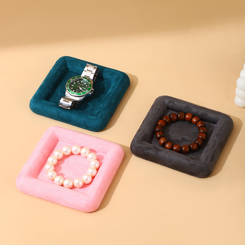 Creative Jewelry plate green microfiber flannel picking plate ring tray jewelry store display plate pu leather jewelry plate