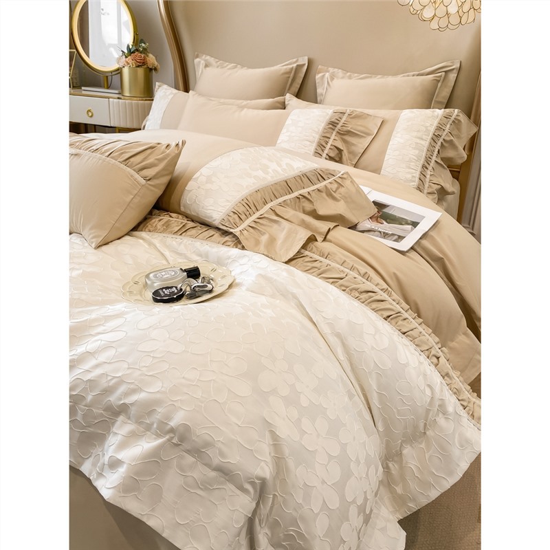 French class A high-end 180 cotton four-piece set 100 cotton skin-friendly naked sleeping bed sheet quilt cover 1.8 bedding